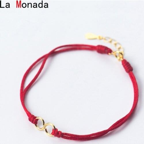 La Monada Eight Red Thread On Hand 925 Sterling Silver Bracelets For Women String Silver 925 Women Bracelet Red Rope Bracelet