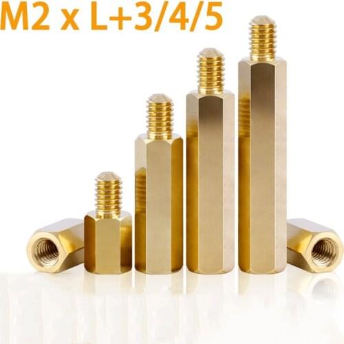 M2xL+3/4/5 Copper Brass Pillars Standoff Circuit Spacer PCB Board Nut Screws Hex Round Single Cylinder Head/Hexagon Pillar