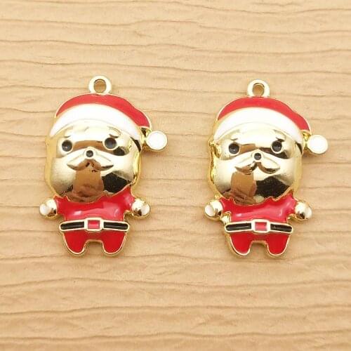 10pcs 18x27mm enamel father christmas charm for jewelry making cute earring pendant bracelet charm necklace charms diy finding