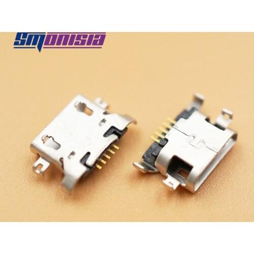 100pcs Micro USB 5pin Heavy Plate 1.28mm No Side Flat Mouth Without Curling Side Female Connector for Mobile Phone Mini USB Jack