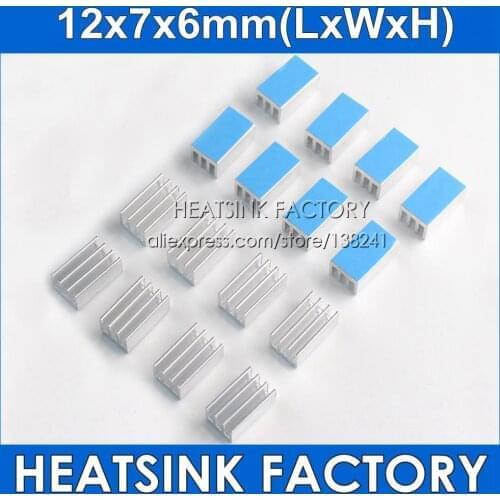 HEATSINK FACTORY 40pcs Tiny 12*7*6mm Aluminum Heat Sink Cooler for DIP Chip Heat Dissipation With Thermal Adhesive Pads