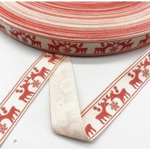 5yards 15mm Christmas Printed Polyester Cotton Ribbon DIY Wedding Christmas Party Gift Wrapping Supplies 05