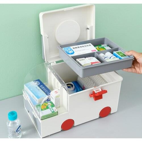 Ambulance-shaped Medicine Box First-aid Kit Home Large-capacity First Aid Kit Emergency Container Ambulance Box For Medicine