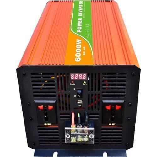Digital 24VDC 6000W Off Grid Inverter to 100-240VAC Ouput, Peak Power 12000W Pure Sine Wave Power Solar/car Inverter With 5V USB