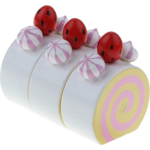 Wooden Strawberry Cake Preschool Pretend Play Toy Christmas Gift for Girls