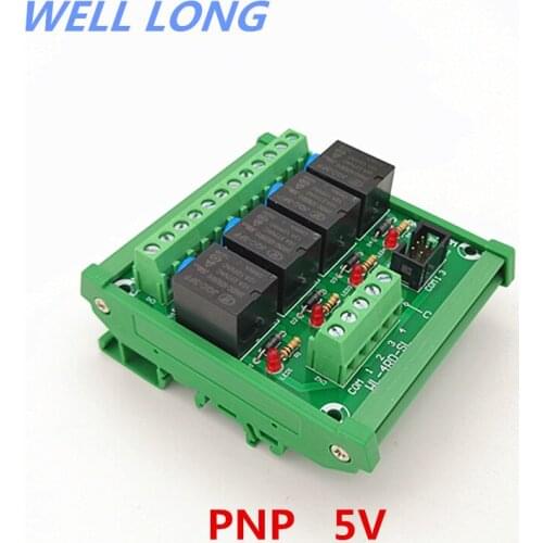 DIN Rail Mount 4 Channel PNP Type 5V 15A Power Relay Interface Module,HF JQC-3FF-5V-1ZS Relay