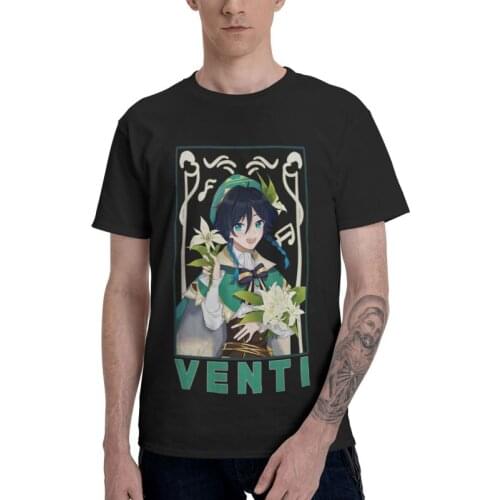 Mens Genshin Impact Venti T-Shirt Harajuku Game Anime Tshirt Short Sleeve Cool T Shirt Homme Cotton Tee Gift