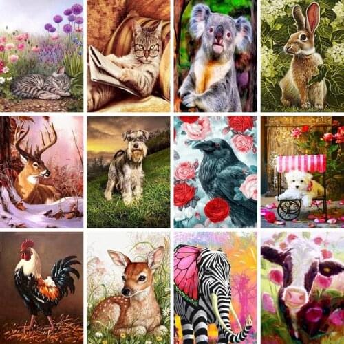 GATYZTORY Full Drill Animals DIY Diamond Painting Dog Rhinestone Kits Mosaic Art Cross Stitch Handmade Gift Home Decor