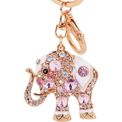 Hot Sale Key Chain Cute Rhinestone Alloy Elephant Ring Holder Keychain Pendant Wholesale for Women Jewelry CH3535
