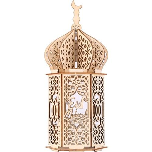 Eid Mubarak Wooden LED Lamp Palace Lighthouse Ramadan Light Eid Mubarak Decor Ramadan Kareem Decoration Islam Party Supplies