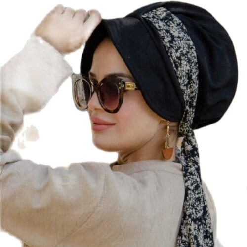 Indian Arab Shawl Women 1headscarf Turban Caps Fashion Printed Hijab Bonnet Bohemian Ethnic Inner Hijab Cap Muslim Headdress