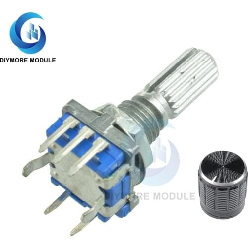 1Set 360 Degree EC11 Rotary Encoder Code Switch Digital Potentiometer with Knob 7 Pins Shaft Dia. 6mm*20mm for Arduino