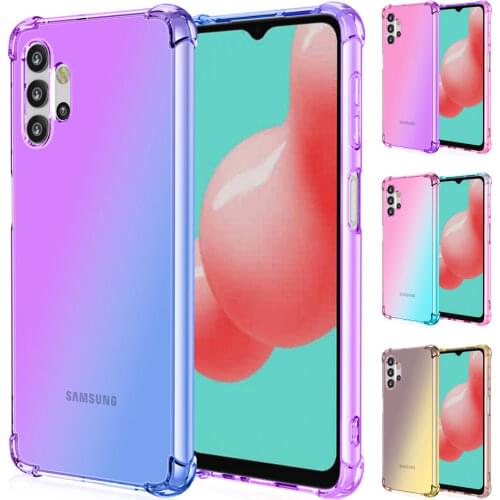 Fashion Half Transparent Gradient Phone Case For Samsung Galaxy A32 5G 4G A12 A42 A52 A72 5G Airbag Corners Silicon Soft Cover