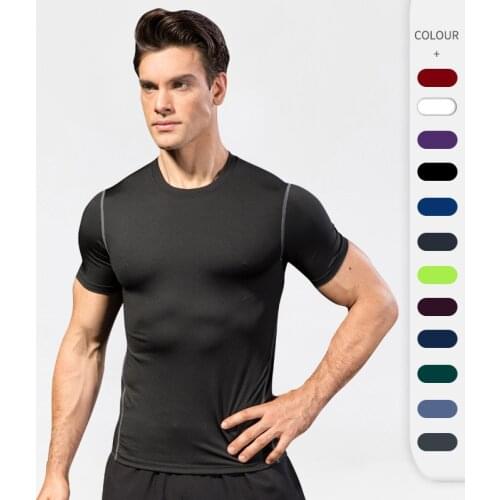 Fitness Bodybuilding Men T-Shirt Tight Training Running Tops Gym Sport Tight Clothing Compression Quick Dry Workout Sportswear
