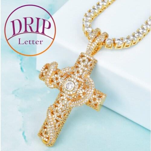 Snake Cross Mens Hip Hop Rock Pendant Necklace Jewelry