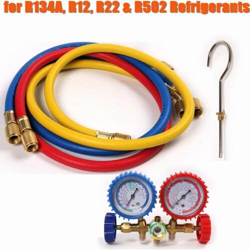 A Set Car Air Conditioning Refrigeration Kit R134A R12 R22 R502 Auto Refrigerant H/L Quick Coupler Manifold Gauge Tool Set