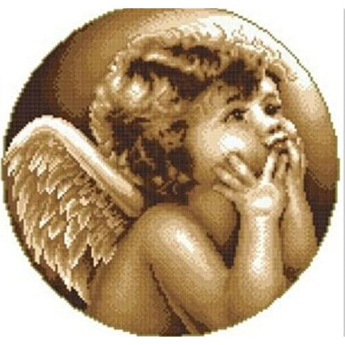 DIY Handmade Needlework Cross Stitch Set Embroidery Kit Precise Printed Looking Angel Design Cross-Stitching 41 * 41cm Home