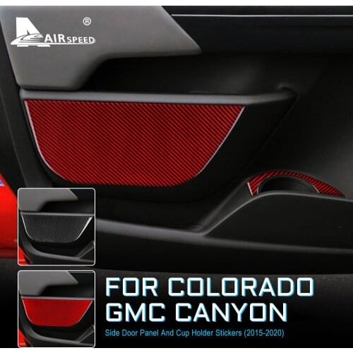 Carbon Fiber for Chevrolet Colorado GMC Canyon 2015 2016 2017 2018 2019 2020 Accessories Car Door Panel and Cup Holder Sticker