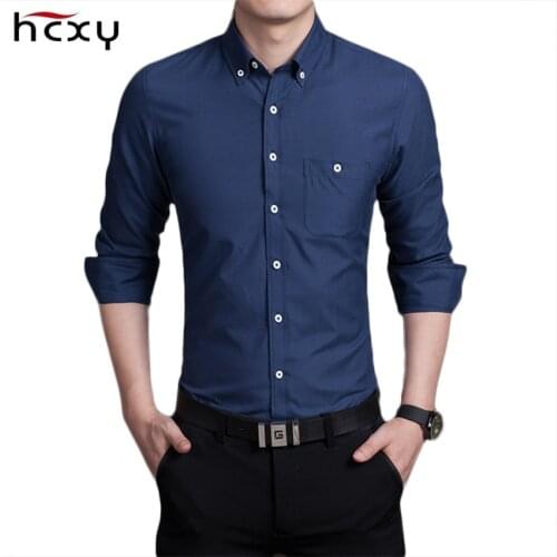 HCXY 2020New 11 Color M-5XL Fashion Men Long Sleeve Mens Shirts Slim Fit Social Homme Mens Dress new model shirts
