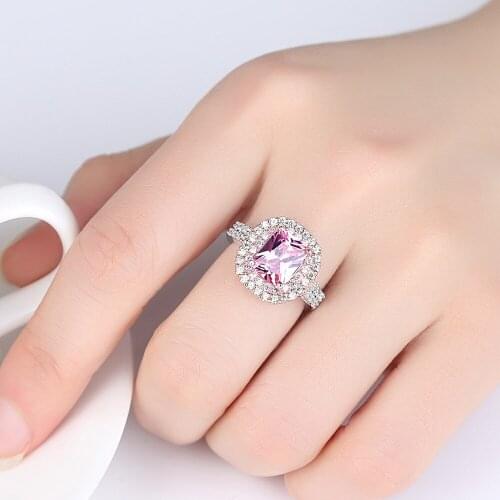 New Arrival Wedding Rings Yellow & Pink Square Simulated Zircon Jewelry Engagement Ring Accessories for Women