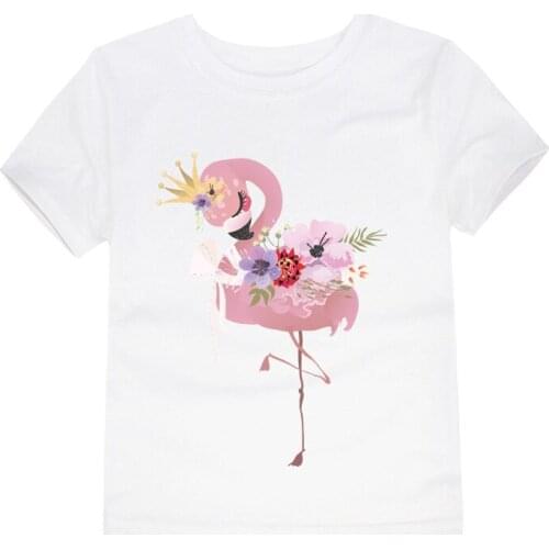 2T-14T Children Summer Glass Printing T-shirt Kids Flamingot shirt Baby Girls Boys Animal Tops tees Toddler Girls Clothing