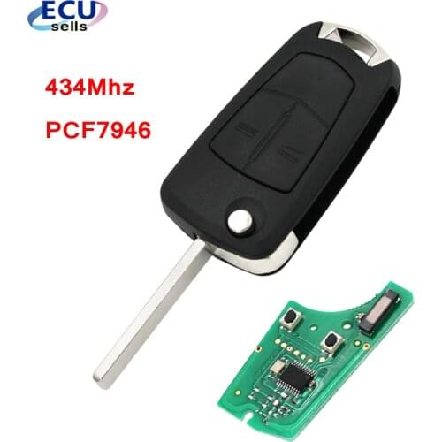 Complete Remote Key For Vauxhall Opel Vectra C 2002-2008 Folding Car Keys 434Mhz 2 Buttons PCF7946 Chip HU100 Blade