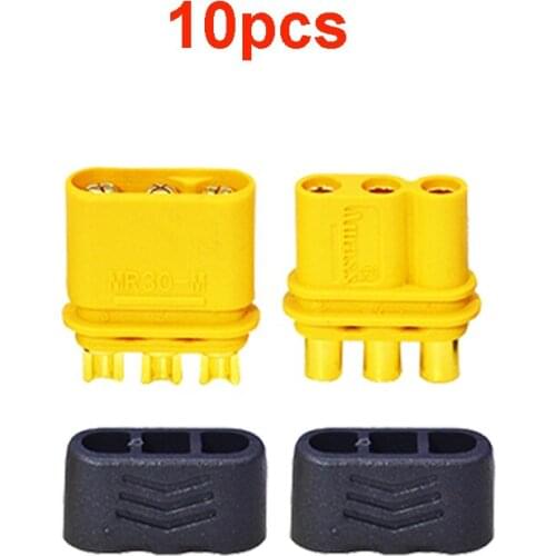 10PCS Amass MR30 Male Female Gold-plated Plug with Sheath Cover Three-pin Straight Head Connector for RC FPV Drone Accessories