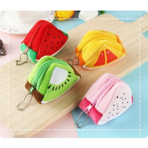 Three-dimensional triangle fruit coin purse coin bag key case pendant zipper girl coin purse USB cable earphone bag holiday gift