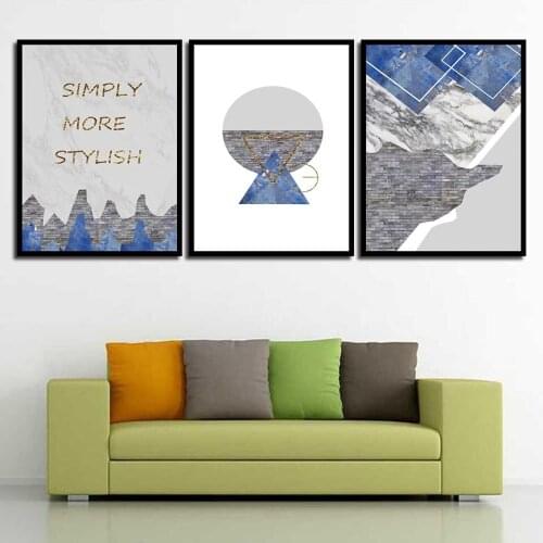 Waterproof Modern Abstrct Decoration For Living Room Nordic Poster Wall Art Special Blue Canvas Painting Wall Unframed