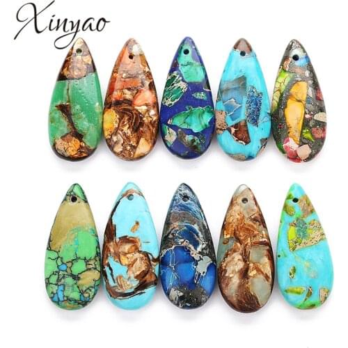 XINYAO 3Pcs/lot 10 Colors Natural Stone Pendants Imperial Charms Pendants Craft 20X50mm for Women Men Diy Jewelry Making F7364