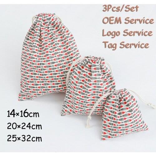 Japan Antique Style Floral Dried & Artificial 3Pcs/Set Drawstring Cosmetic Organizer Pouch Perfume Fragrance Bag Aroma Bag