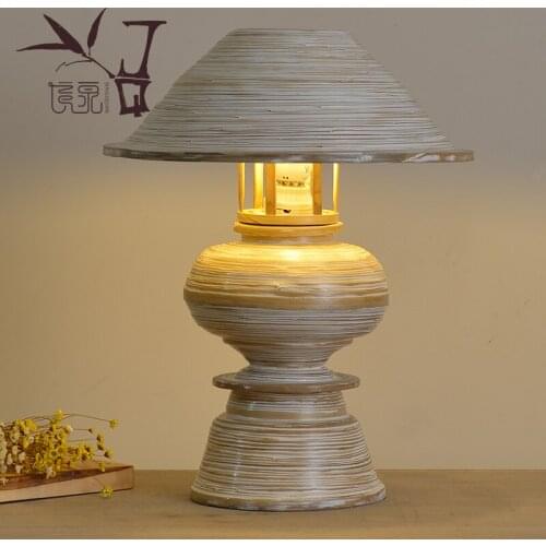 Southeast table lamp Thai spa designer bedside lamp bamboo Table lights manual bedroom lamp desk lamp led reading light LU823417