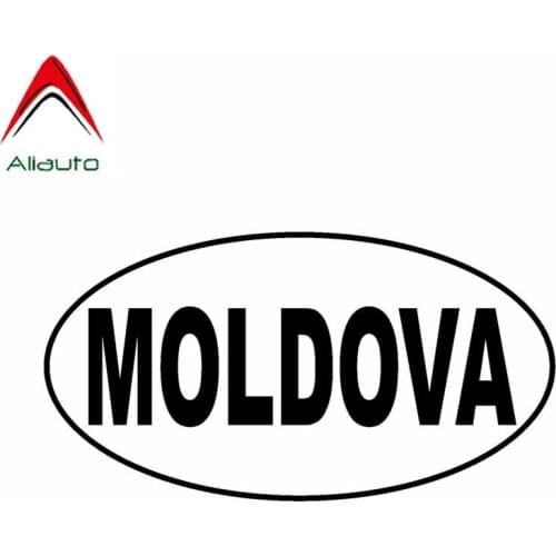 Aliauto Funny Car Sticker Moldova Oval Vinyl Waterproof Sunscreen Anti-UV Reflective Cover Scratick Decal Black/Silver,14cm*7cm