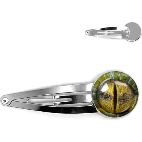 Dragon Snake Owl Cat Tiger Hairpins Fiery Dragon Jewelry Glass Cabochon Animal Eyes Snap Barrette Stick Hairpin Jewelry Women