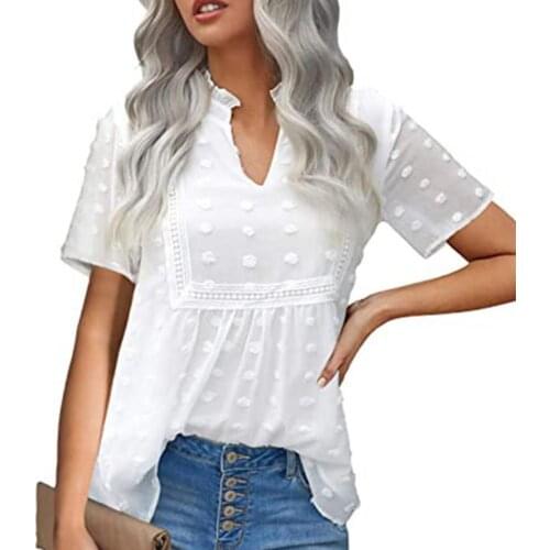 Elegance Sense Of Luxury Chiffon Blouse 2021 Summer Fashion New V-neck Puff Sleeve Solid Color Top Women Clothing White Shirt