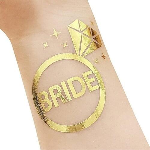 10Pcs/lot Flash Bride Tribe Temporary Tattoo Sticker Bachelor Party Bridesmaid Wedding Party Body Art Glitter Tattoo Decals Y4