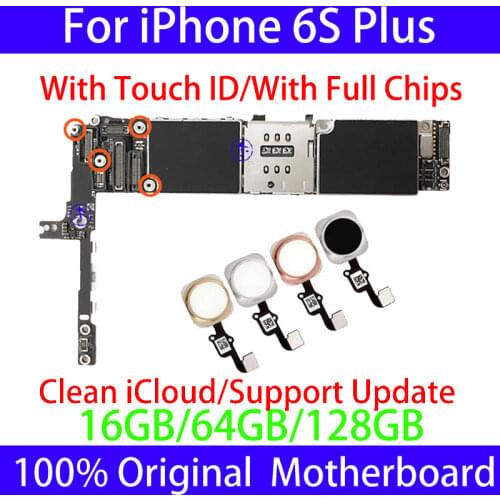 100%Original Factory Unlocked Motherboard For iphone For iPhone 6S Plus With/Without Touch ID Logic Board 16G64G 128G Full Chips