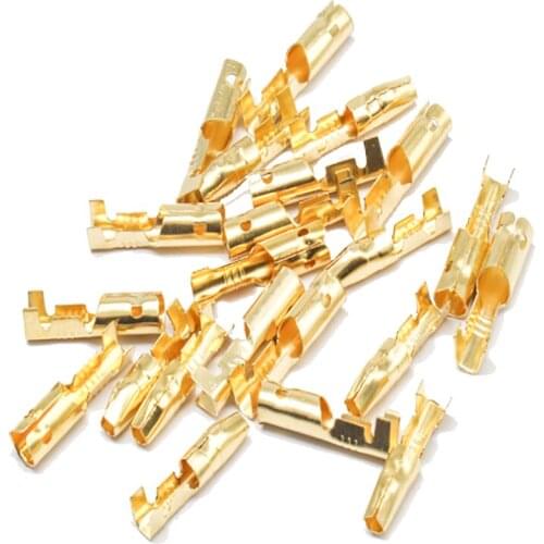 100 pieces of bullet4.0mm male terminal and female terminal connector gold brass wire connector and automotive insulation sleeve