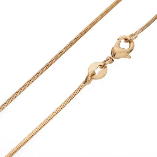 100pcs Hot Sale Bulk Wholesale 1mm Yellow Gold color Fashion Womens Mens Snake Chains Necklace for DIY Pendant 16-30"