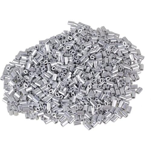 1000 Pieces M0.8 Sliver Aluminum Clip Oval Steel Wire Rope Ferrule Clamps
