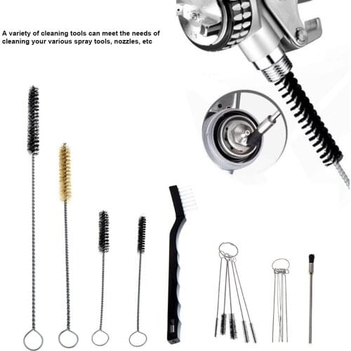 17pcs Multi-functional Airbrush Spray Gun Nozzle Cleaning Kit Brushes Cleaner Repair Tools Needle Brush Set for Nozzles Tubes
