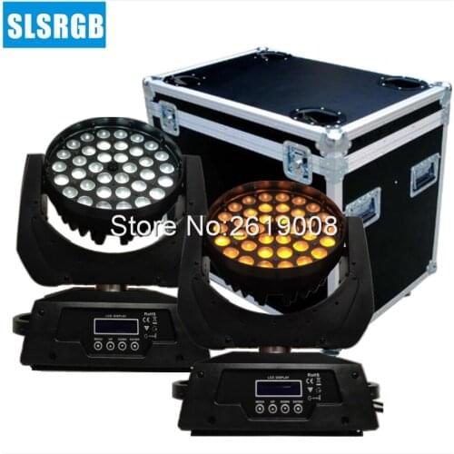 2pcs/lot with flightcase Stage Wash Moving Head (RGBWA) With Zoom, 15 Watt, x 36 LED ZOOM Moving Head wash beam light dmx dj
