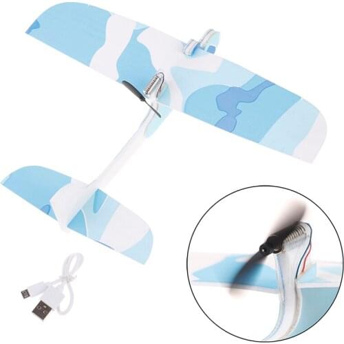 2019 DIY Biplane Glider Foam Powered Flying Plane Rechargeable Electric Aircraft Model Science Educational Toys For Children