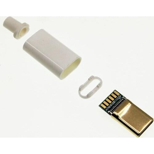 5set Gold plating 4 in1 USB3.1Type-C Seamless male plug with welding board A5 B5 with capacitor with casing
