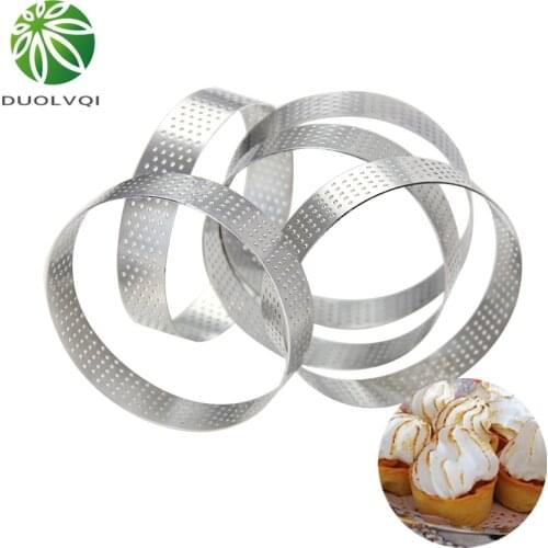 5pcs/Set Round Mousse Cake Fruit Pie Dessert DIY Decoration Circle Mould Stainless Steel Cake Making Molds Kitchen Bakeware Mold