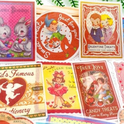 60pcs / bagretro illustration stickers cute doll series scrapbooking photo album diary journal happy project decoration stickers