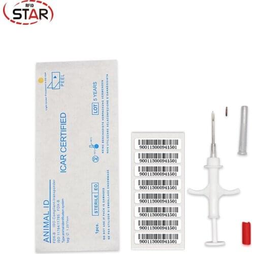 70pcs FDX-B Animal microchip rfid syringe 1.25*7/1.4*8/2.12*12mm Dog chips 134.2KHz pet injector sterile cat sheep syringe