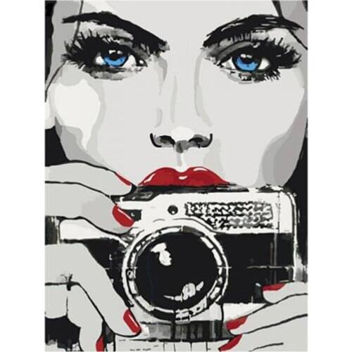 Diy Diamond Painting Cross Stitch Woman Taking Pictures Needlework 3D Diamond Embroidery Full Round Mosaic Decoration Resin Kits