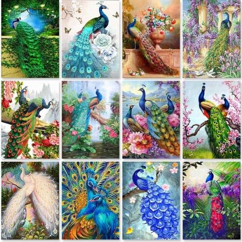 ZOOYA DIY 5D Diamond Painting Peacock Full Square Round Drill Diamond Embroidery Animal Mosaic Picture of Rhinestone Home Decor