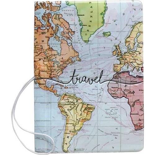 ANKUCOO Travel Accessories World Map Passport Holder PVC 3D Print Leather Women Men Travel Passport Cover Case Card ID Holders